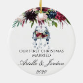 Gewoon trouwen met onze eerste kerst keramisch ornament (Achterkant)