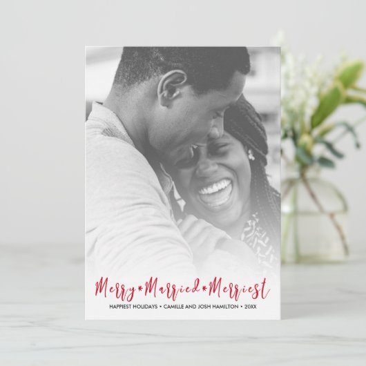 Gewoon trouwste kerstfeestdag foto feestdagenkaart (Staand voorkant)