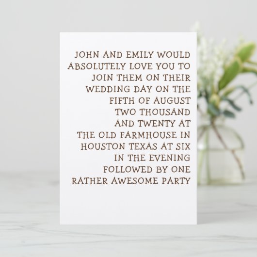 Gewoon Typografie Leuk & Informele bruiloft Kaart (Staand voorkant)