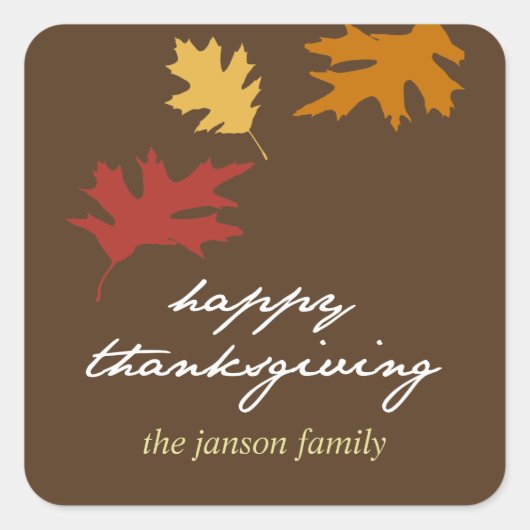 Gewoon vallen bladeren blij Thanksgiving cadeau la Vierkante Sticker (Voorkant)