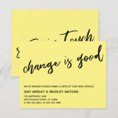 Gewoon veranderen is goed Geel Nieuw Adreskaart Notitiekaartje (Voorkant / Achterkant)