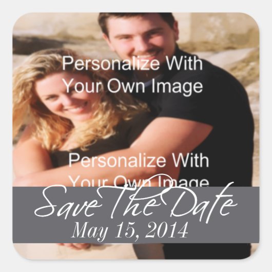 Gewoon verbluffend Smokey Grey Bewaar de datumzege Vierkante Sticker (Voorkant)