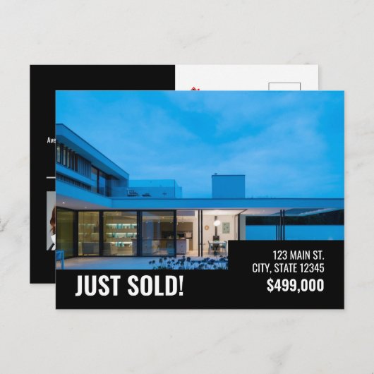 Gewoon verkocht Briefkaart - Black Modern (Voorkant / Achterkant)