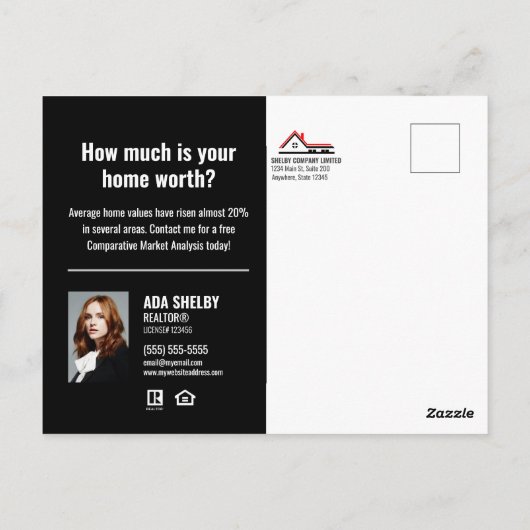 Gewoon verkocht Briefkaart - Black Modern (Achterkant)