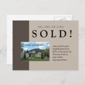 Gewoon verkocht Briefkaart onroerend goed (Voorkant / Achterkant)