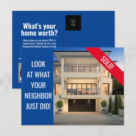 Gewoon verkocht - Fun Briefkaart - Blauw (Voorkant / Achterkant)