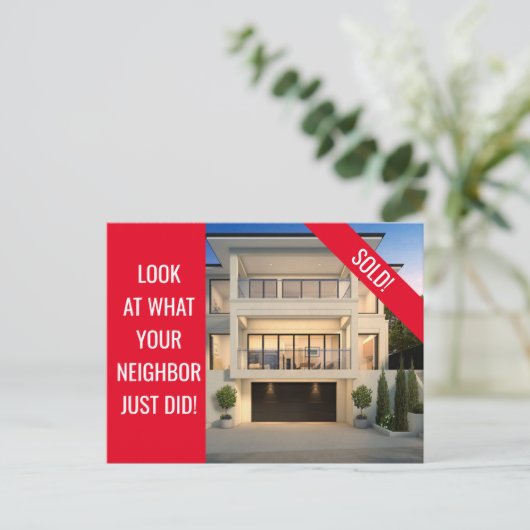 Gewoon verkocht - Fun Briefkaart - Rood (Staand voorkant)