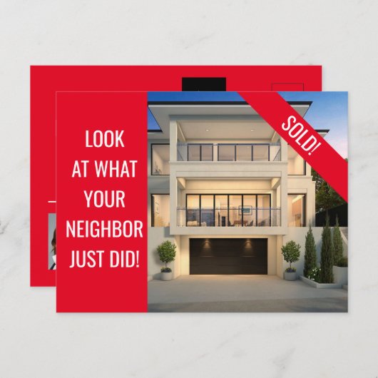 Gewoon verkocht - Fun Briefkaart - Rood (Voorkant / Achterkant)