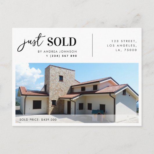 Gewoon verkoop van onroerend goed Realtor Marketin Briefkaart (Voorkant)