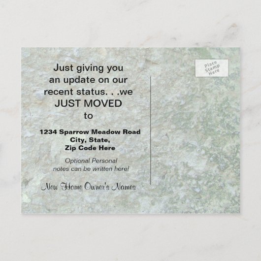 GEWOON VERPLAATSDE POSTKAARTEN - AANKONDIGINGSKAART (Achterkant)