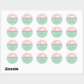 Gewoon verplaatst. Roze en groene Bunny met bloeme Ronde Sticker (Vel)