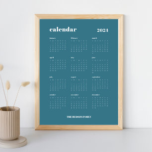 Gewoon vet   Blauwgroen Blauw & Wit Kalender 2024 Poster