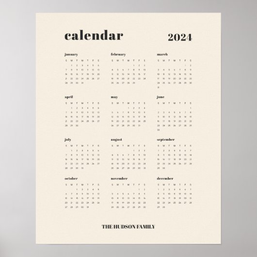 Gewoon vet | Crème en zwart 2024 Kalender Poster (Voorkant)