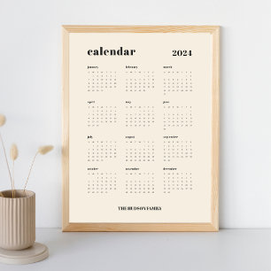 Gewoon vet Crème en zwart 2024 Kalender Poster