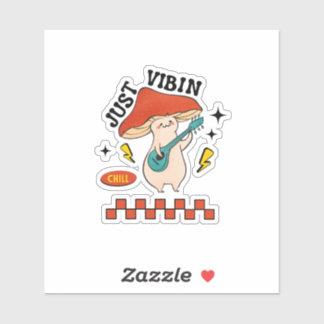 Gewoon Vibin Chill Paddenstoel Grafisch Sticker