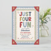 Gewoon Vier Leuke Whimsical Jongen 4de Verjaardags Kaart (Staand voorkant)