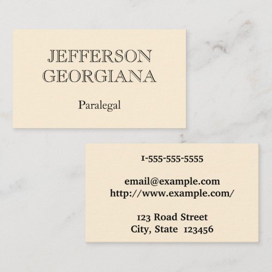 Gewoon Visitekaartje en gewoon paralegal (Voorkant / Achterkant)