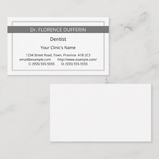 Gewoon Visitekaartje en medisch beroepsbeoefenaar (Voorkant / Achterkant)