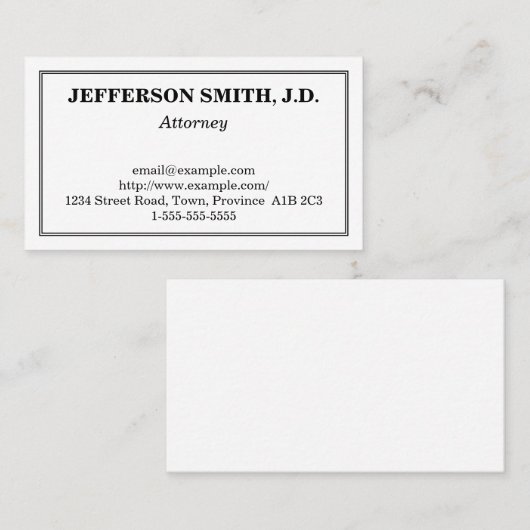 Gewoon Visitekaartje en traditioneel openbaar mini (Voorkant / Achterkant)