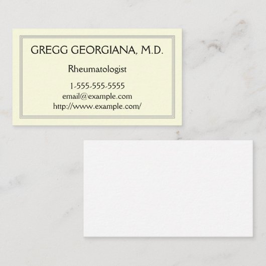 Gewoon Visitekaartje voor reumatoloog (Voorkant / Achterkant)