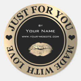 Gewoon voor jou gemaakt met Love Black Web Gold Ki Ronde Sticker