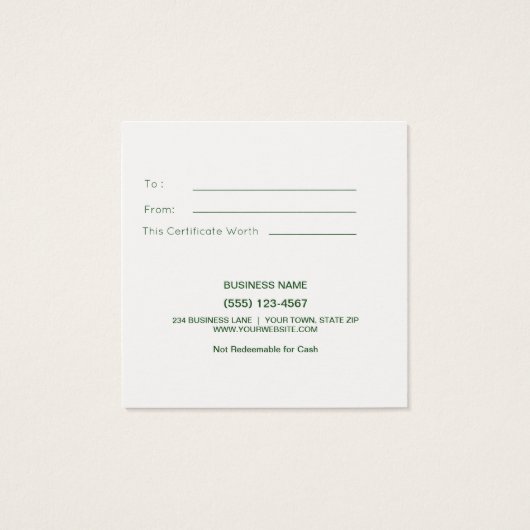 Gewoon voor jou Red Green Gold Cadeau Kaart Certif (Achterkant)