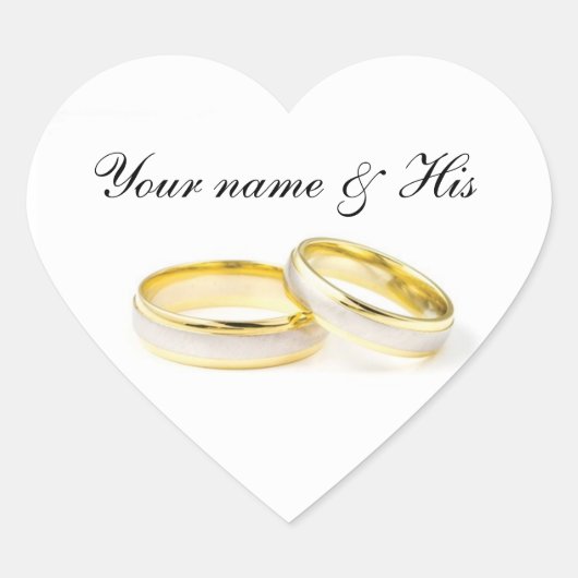Gewoon voor jullie twee ringen bruiloft hart Stick Sticker (Voorkant)