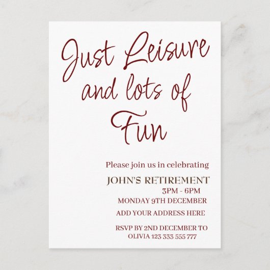Gewoon vrije tijd en veel plezier Funny Retirement Briefkaart (Voorkant)