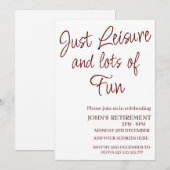 Gewoon vrije tijd en veel plezier Funny Retirement Kaart (Voorkant / Achterkant)