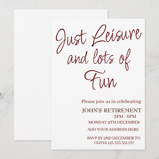 Gewoon vrije tijd en veel plezier Funny Retirement Kaart (Voorkant / Achterkant)