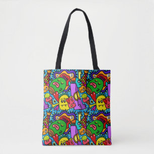 Gewoon waanzinnige, kleurrijke All-Over-Print Canv Tote Bag