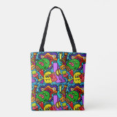 Gewoon waanzinnige, kleurrijke All-Over-Print Canv Tote Bag (Achterkant)