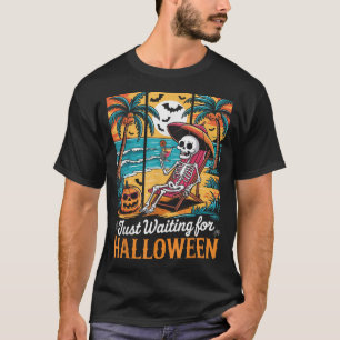 Gewoon wachten op Halloween enge geest mannen vrou T-shirt