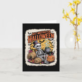 Gewoon wachten op Halloween _ Funny Skeleton Pumpk Kaart (Gele Bloem)