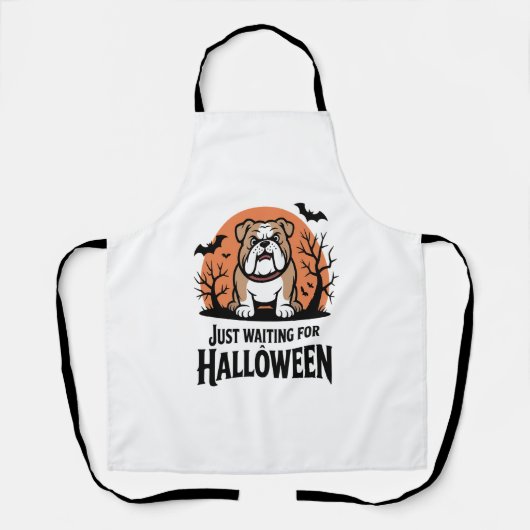 Gewoon wachten op Halloween hond Schort (Voorkant)