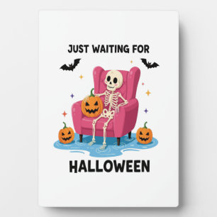 Gewoon wachten op Halloween-skelet Fotoplaat
