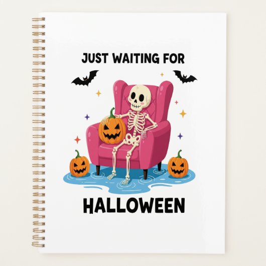 Gewoon wachten op Halloween-skelet Planner (Voorkant)