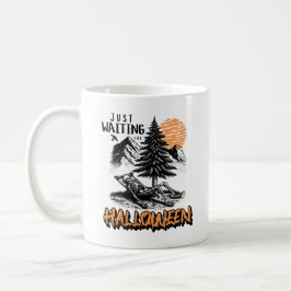 Gewoon wachten op Halloween Skeleton Relax Summer Koffiemok