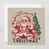 Gewoon wachten op Kerstman Kerstmis Retro Grappig Feestdagenkaart (Voorkant / Achterkant)
