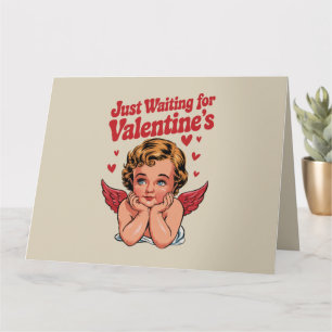 Gewoon wachten op Valentijnsdag Retro Baby Cupid L Kaart