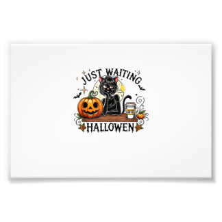 Gewoon wachten tot Halloween Zwarte Kat Dame Ijs K Foto Afdruk