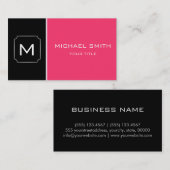 Gewoon warm roze en zwart elegant professioneel mo visitekaartje (Voorkant / Achterkant)