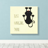 Gewoon wat cartoon van een zwarte kat. canvas afdruk (Insitu (Houten vloer))