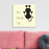 Gewoon wat cartoon van een zwarte kat. canvas afdruk (Insitu (Woonkamer))