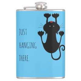 Gewoon wat cartoon van een zwarte kat. heupfles