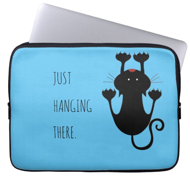Gewoon wat cartoon van een zwarte kat. laptop sleeve (Voorkant)