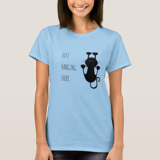 Gewoon wat cartoon van een zwarte kat. t-shirt (Voorkant)