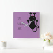 Gewoon wat cartoon van een zwarte kat. vierkante klok (Huis)