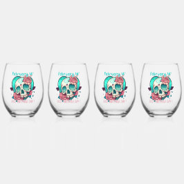 Gewoon weer een dag Valentijnse hart schedel Wijnglas Zonder Voet