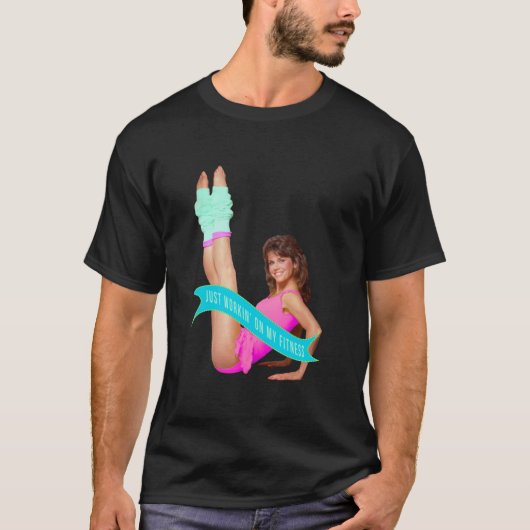 Gewoon werken op mijn fitness Jane Fonda T-shirt (Voorkant)